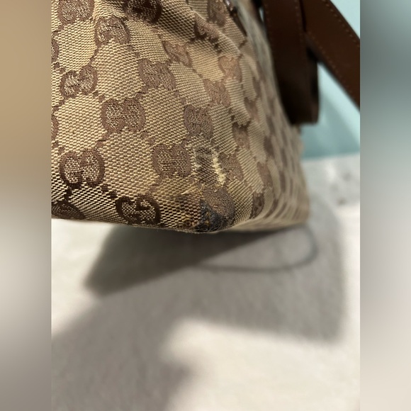 GUCCI Tote Large in Brown Canvas and Leather Materials! Authentic pre-owned - Picture 9 of 16